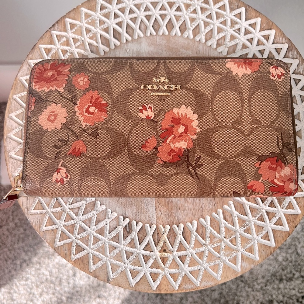 Coach floral zip wallet